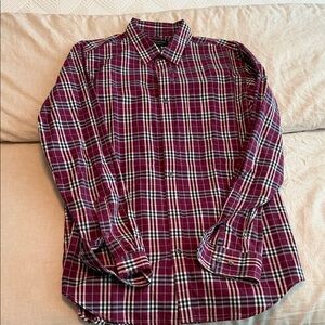 Banana Republic Purple and Black Plaid Men's Shirt